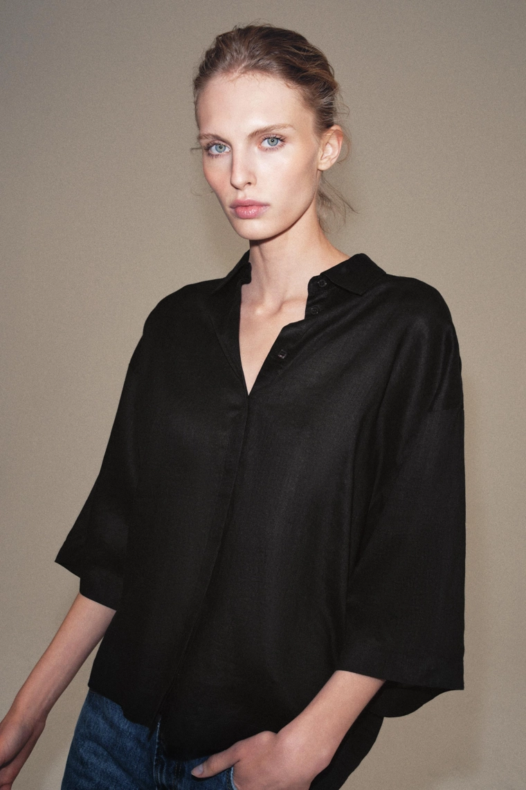 Рубашка свободного кроя коллекции zara woman