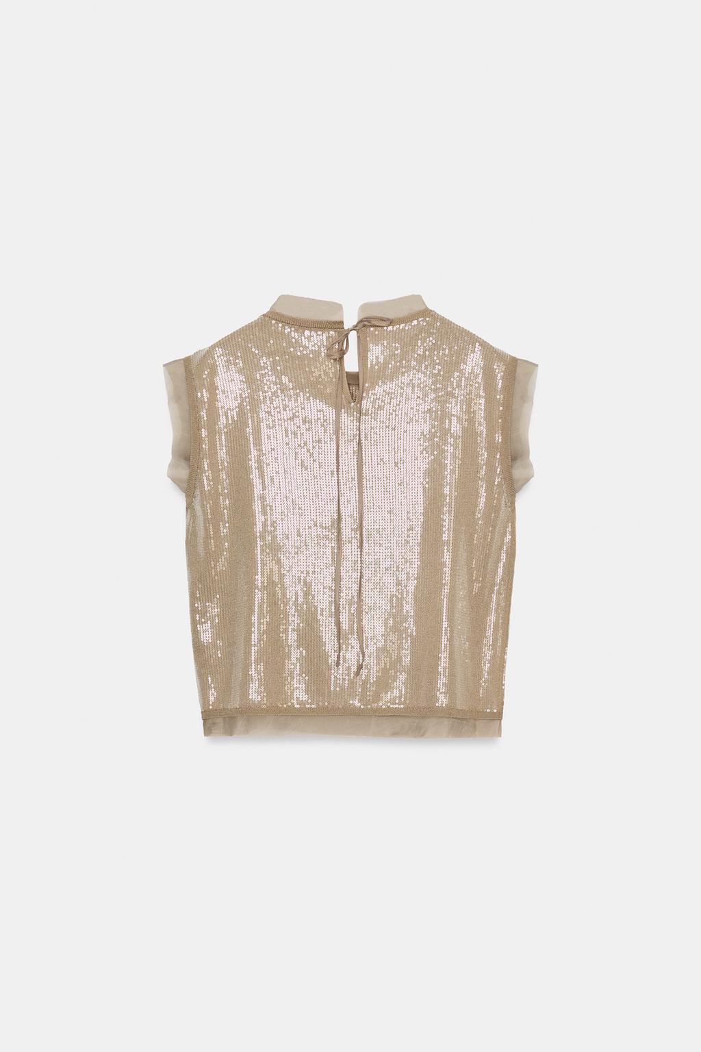 ТРИКОТАЖНЫЙ ТОП С КОМБИНИРОВАННЫМИ ПАЙЕТКАМИ