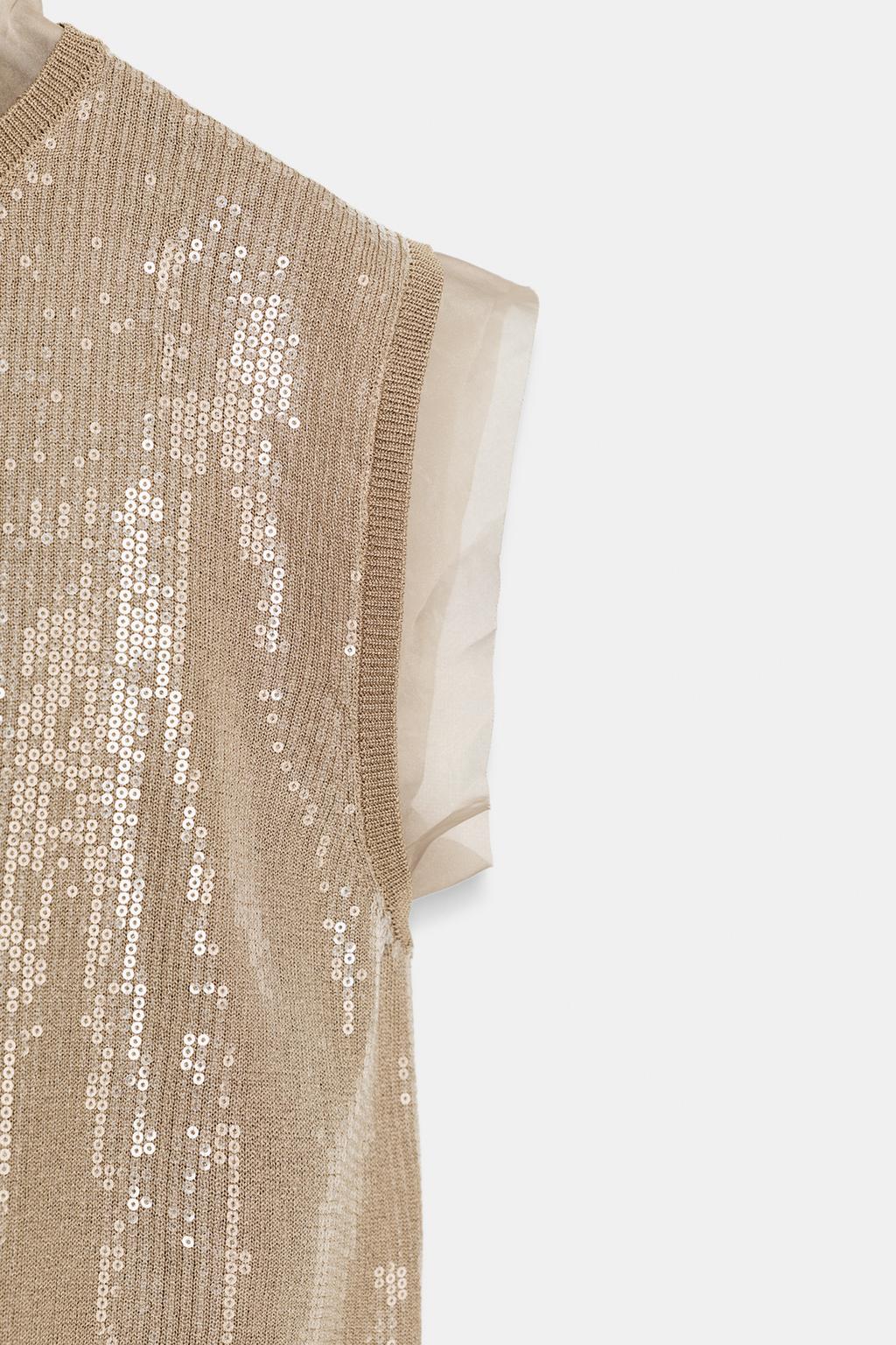 ТРИКОТАЖНЫЙ ТОП С КОМБИНИРОВАННЫМИ ПАЙЕТКАМИ