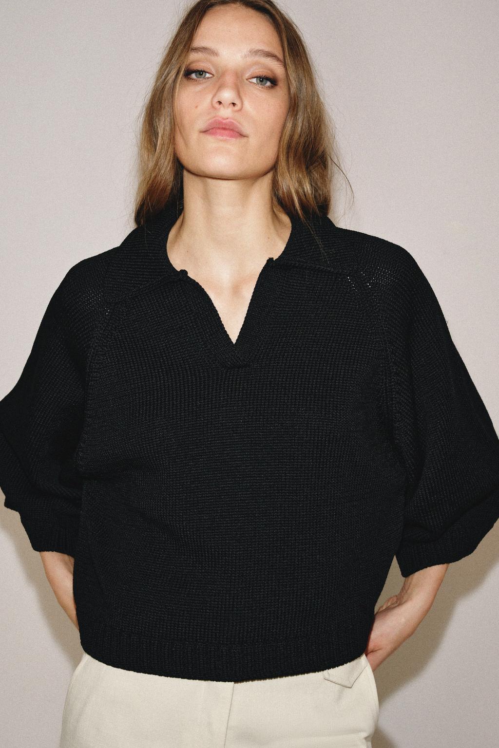 ТРИКОТАЖНЫЙ СВИТЕР С ВОРОТНИКОМ ПОЛО