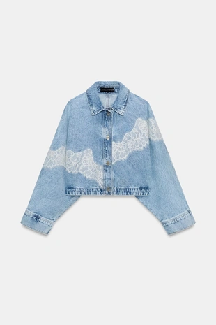 Укороченная джинсовая куртка Z1975 с кружевом- Заказать в России