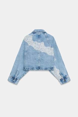 Укороченная джинсовая куртка Z1975 с кружевом- Заказать в России