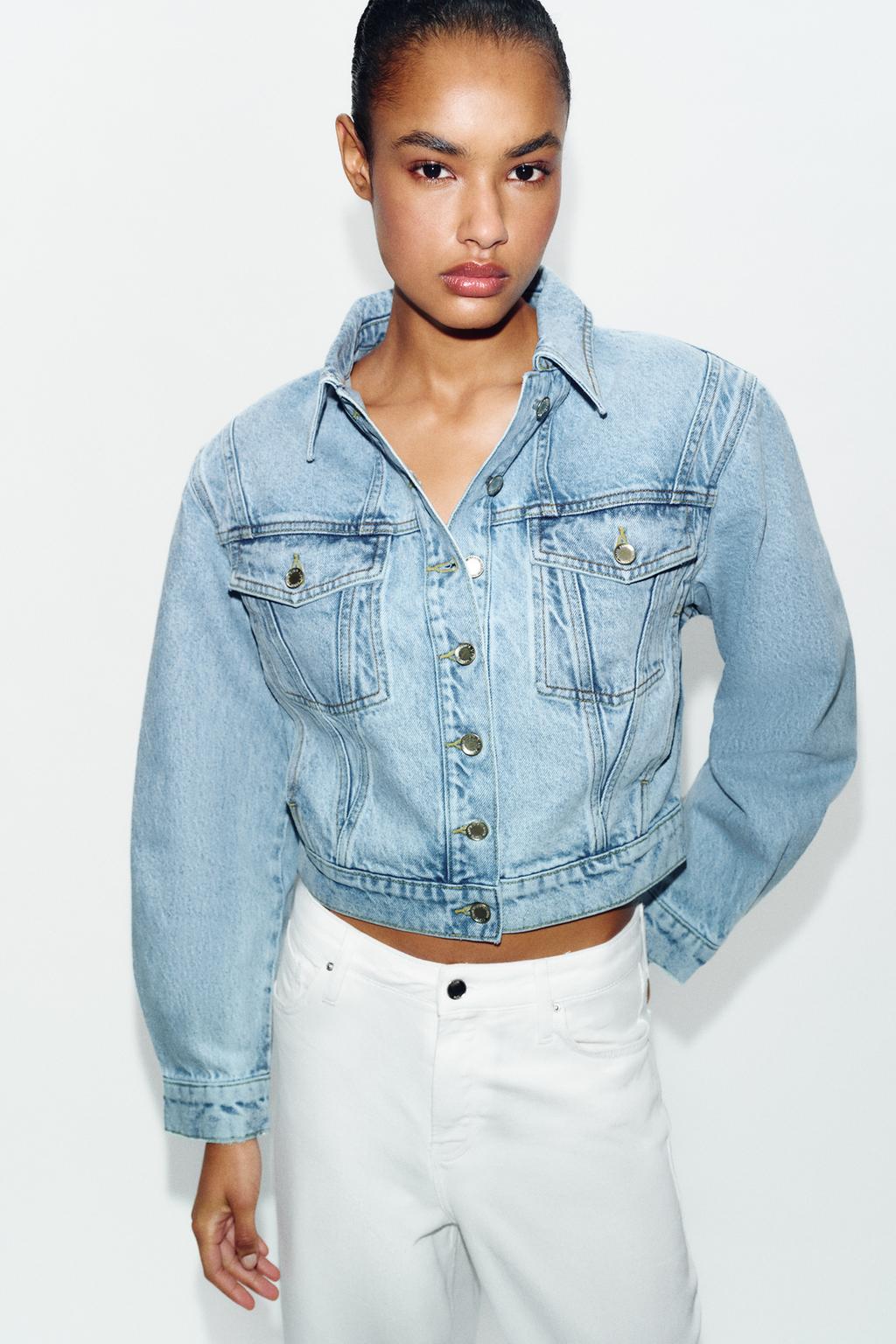 УКОРОЧЕННАЯ ДЖИНСОВАЯ КУРТКА Z1975 С ПОДПЛЕЧНИКАМИ