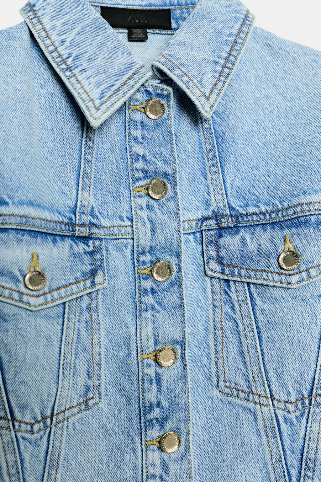 УКОРОЧЕННАЯ ДЖИНСОВАЯ КУРТКА Z1975 С ПОДПЛЕЧНИКАМИ