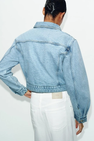 Укороченная джинсовая куртка Z1975 с подплечниками- Заказать в России