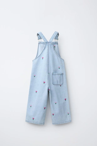 Джинсовый комбинезон с вышивкой тюльпанов- Заказать в России