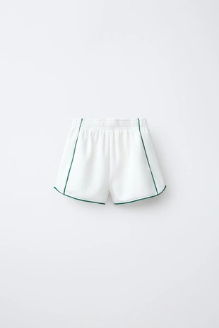 Шорты-бермуды в рубчик с контрастными деталями- Заказать в России