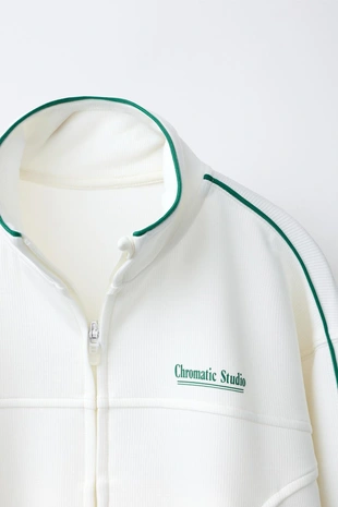 Толстовка с контрастной отделкой в рубчик и молнией- Заказать в России