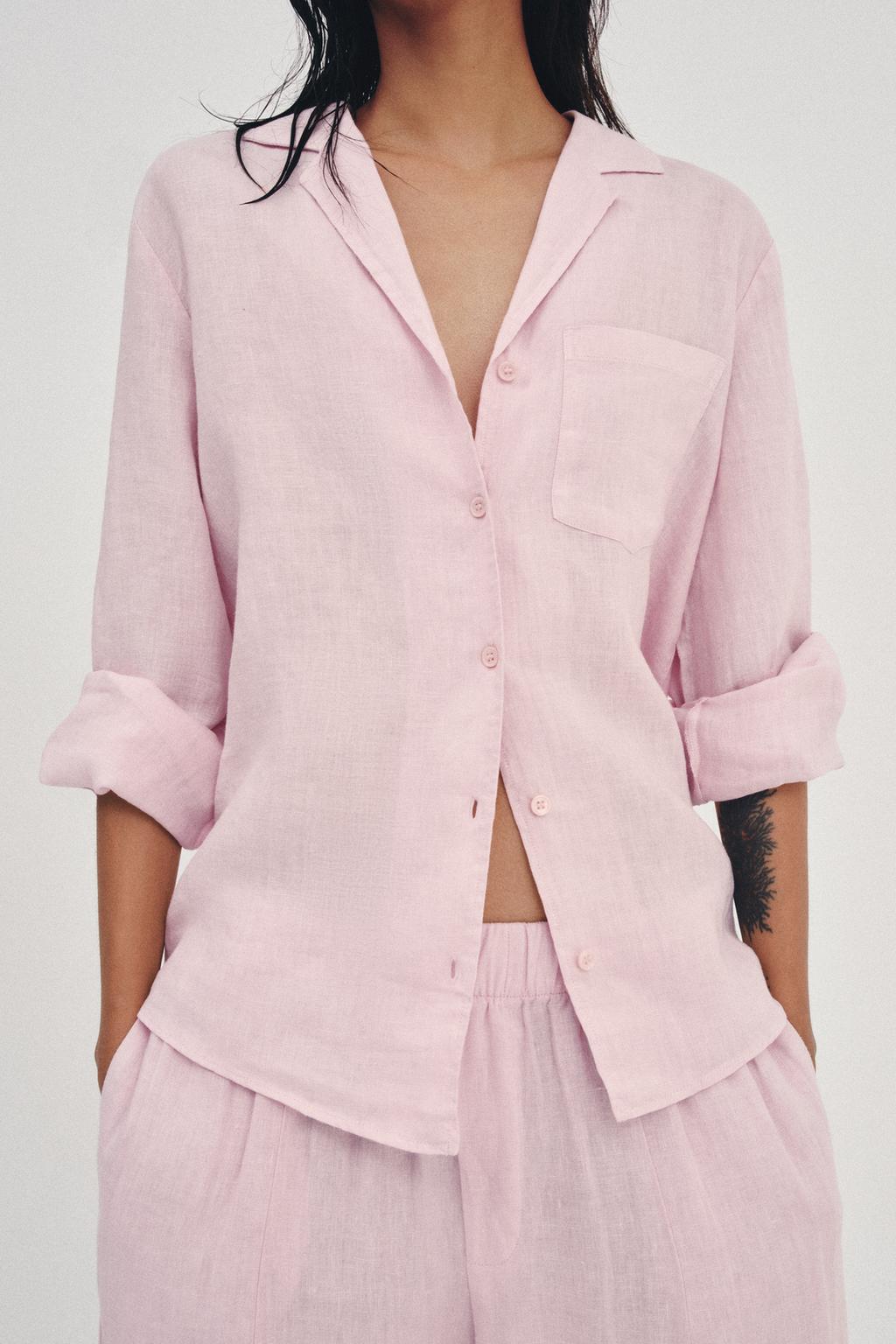 РУБАШКА ИЗ ЛЬНА С КАРМАНОМ — ZW COLLECTION