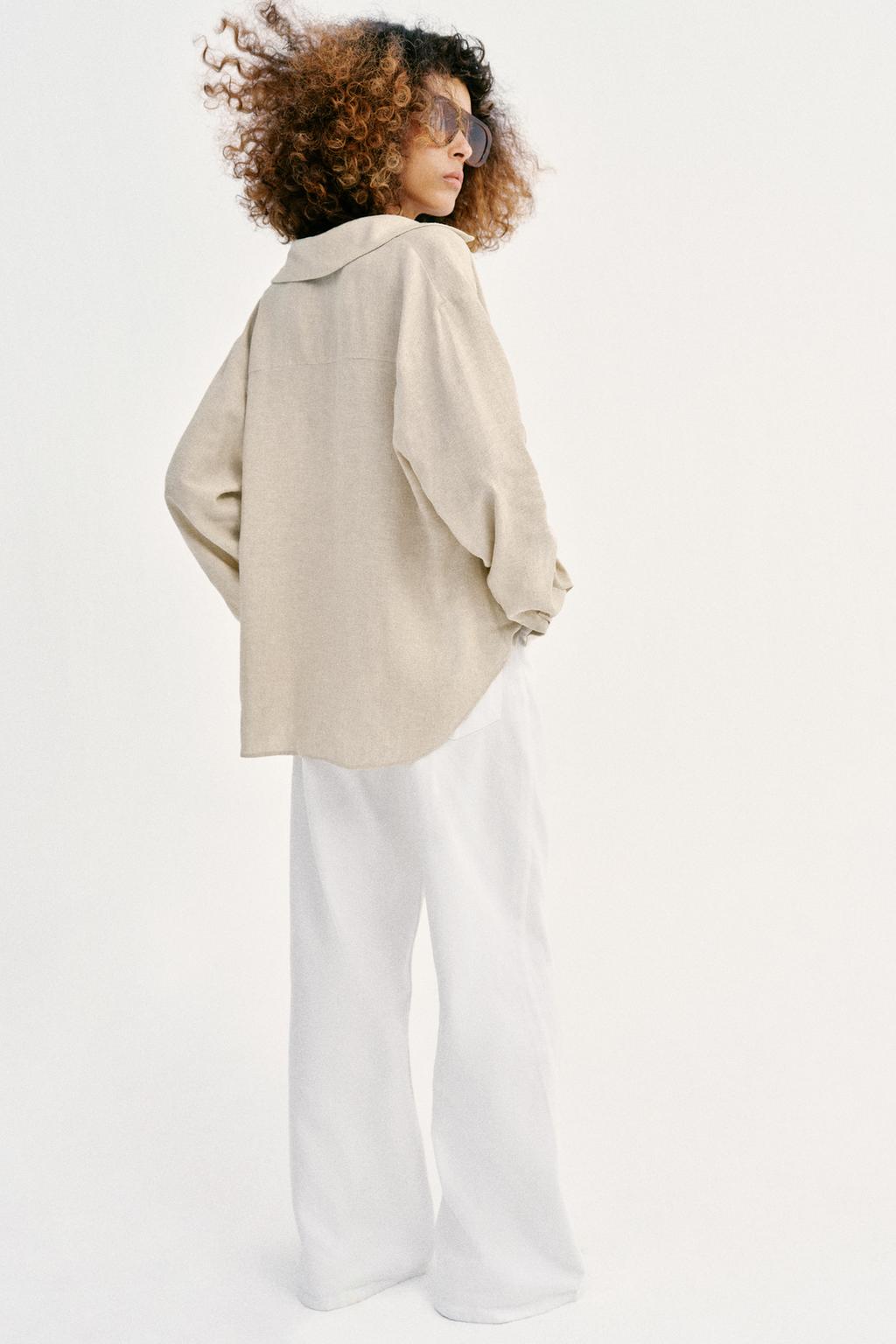 РУБАШКА ИЗ ЛЬНА С ОБЪЕМНЫМ НИЗОМ