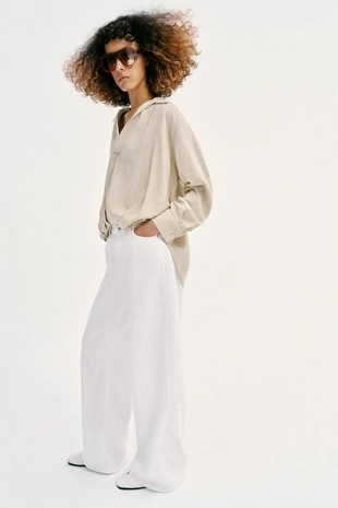 Рубашка из льна с объемным низом- Заказать в России