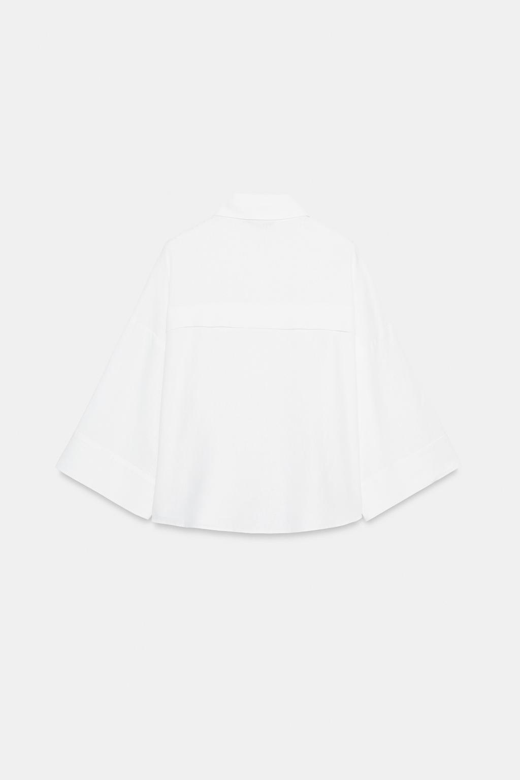 РУБАШКА ИЗ СМЕСОВОГО ЛЬНА С ШИРОКИМИ РУКАВАМИ