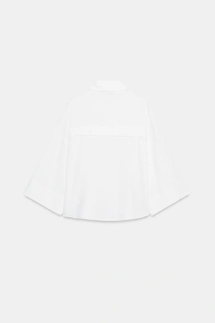 Рубашка из смесового льна с широкими рукавами- Заказать в России