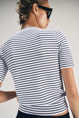 Джерси в полоску с коротким рукавом- Заказать в России