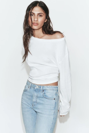 Light blue | 4592/018/406 - Zara Джинсы TRF CROPPED FLARE с высокой посадкой