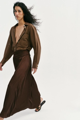 Brown | 4387/050/700 - Zara Атласная юбка миди