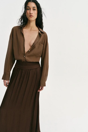 Атласная юбка миди