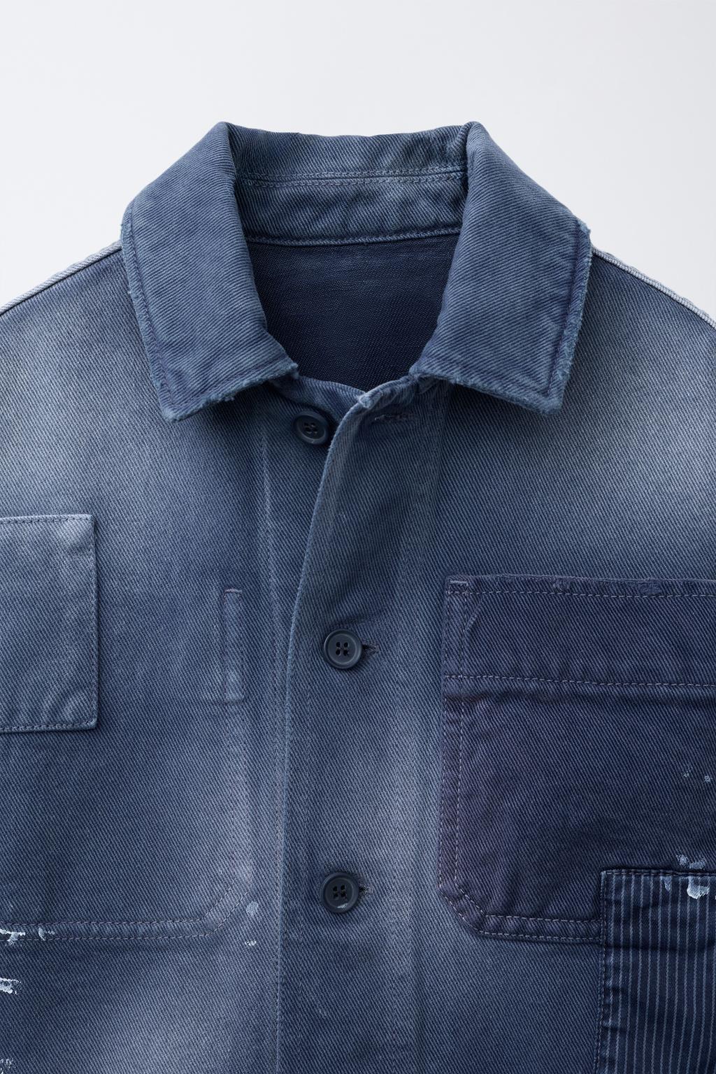 КУРТКА-РУБАШКА С ЭФФЕКТОМ ПОТЕРТОСТИ