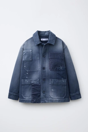 Куртка-рубашка с эффектом потертости- Заказать в России