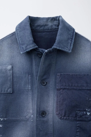 Куртка-рубашка с эффектом потертости- Заказать в России
