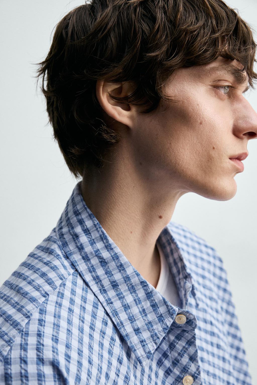 РУБАШКА RELAXED FIT В КЛЕТКУ С ТЕКСТУРОЙ