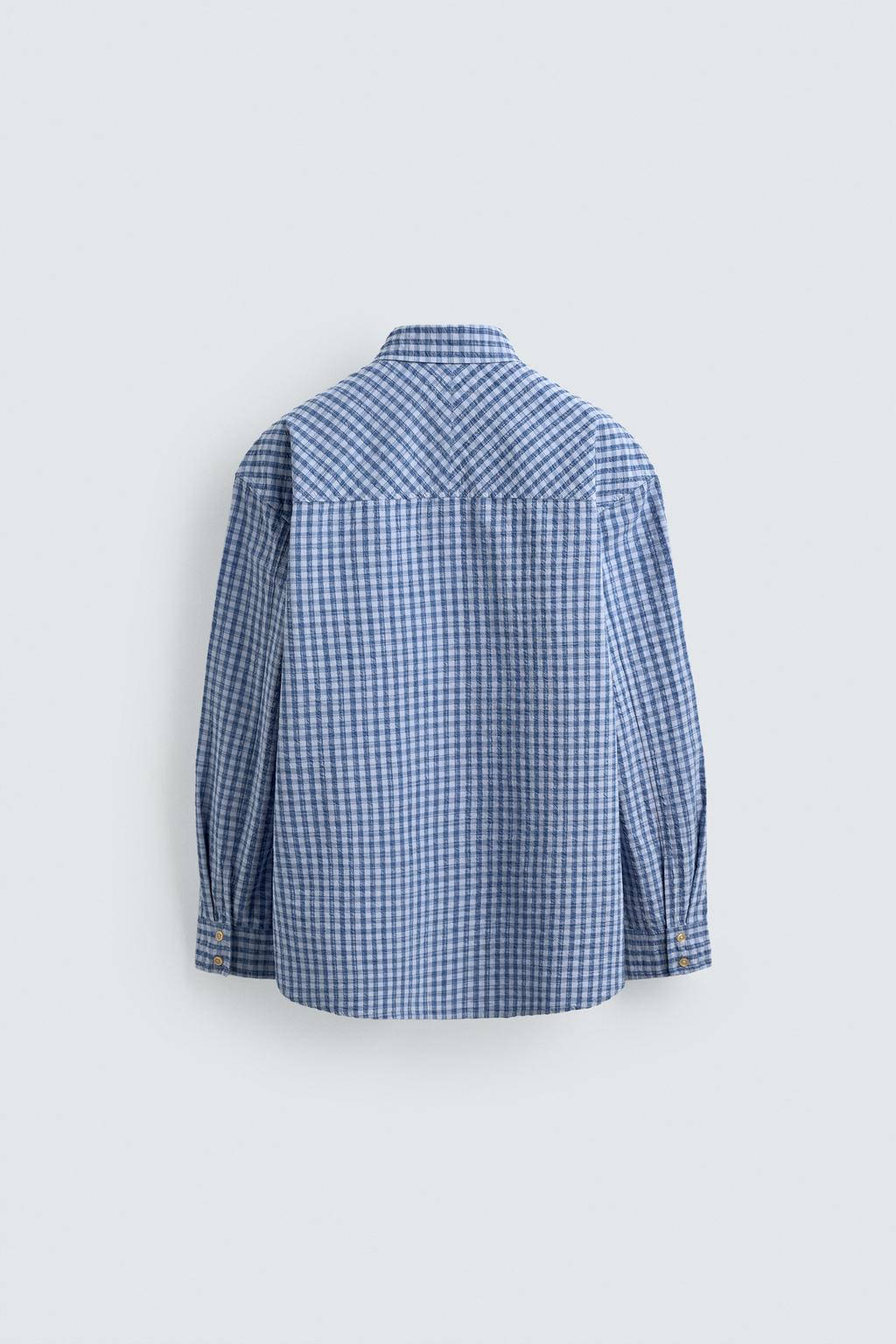 РУБАШКА RELAXED FIT В КЛЕТКУ С ТЕКСТУРОЙ