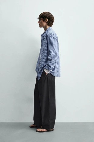 Рубашка Relaxed Fit в клетку с текстурой- Заказать в России