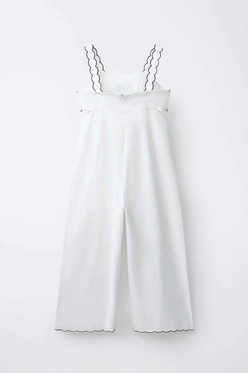 ДЛИННЫЙ КОМБИНЕЗОН С ВЫШИВКОЙ, ВЫРЕЗАМИ ИЗ ХЛОПКА И ЛЬНА