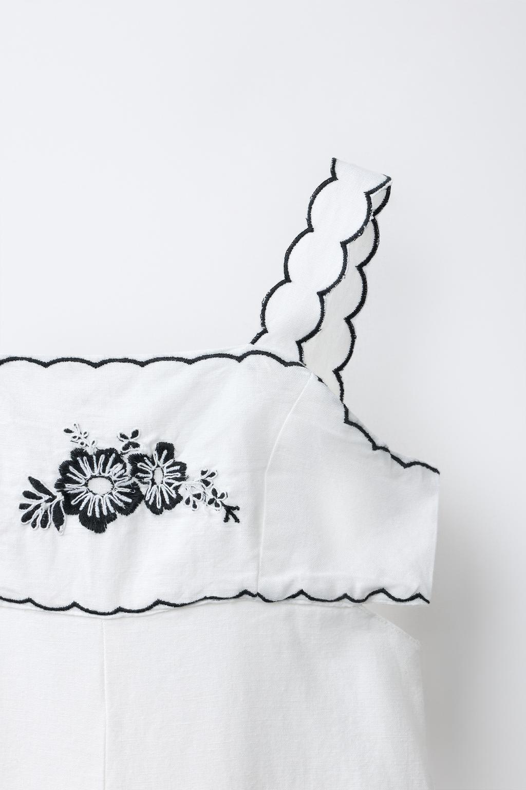 ДЛИННЫЙ КОМБИНЕЗОН С ВЫШИВКОЙ, ВЫРЕЗАМИ ИЗ ХЛОПКА И ЛЬНА