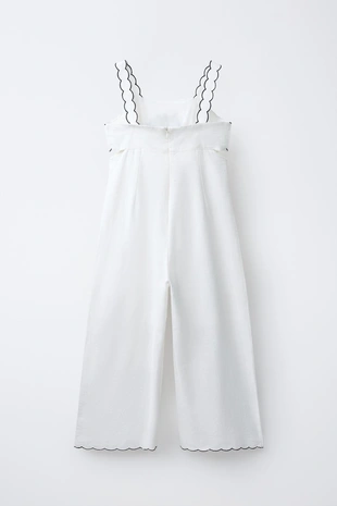 Длинный комбинезон с вышивкой, вырезами из хлопка и льна- Заказать в России