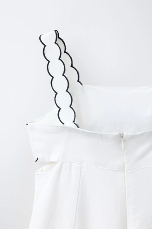 Длинный комбинезон с вышивкой, вырезами из хлопка и льна- Заказать в России