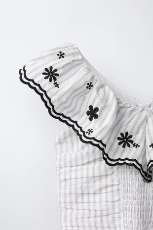 Топ в полоску с вышивкой- Заказать в России