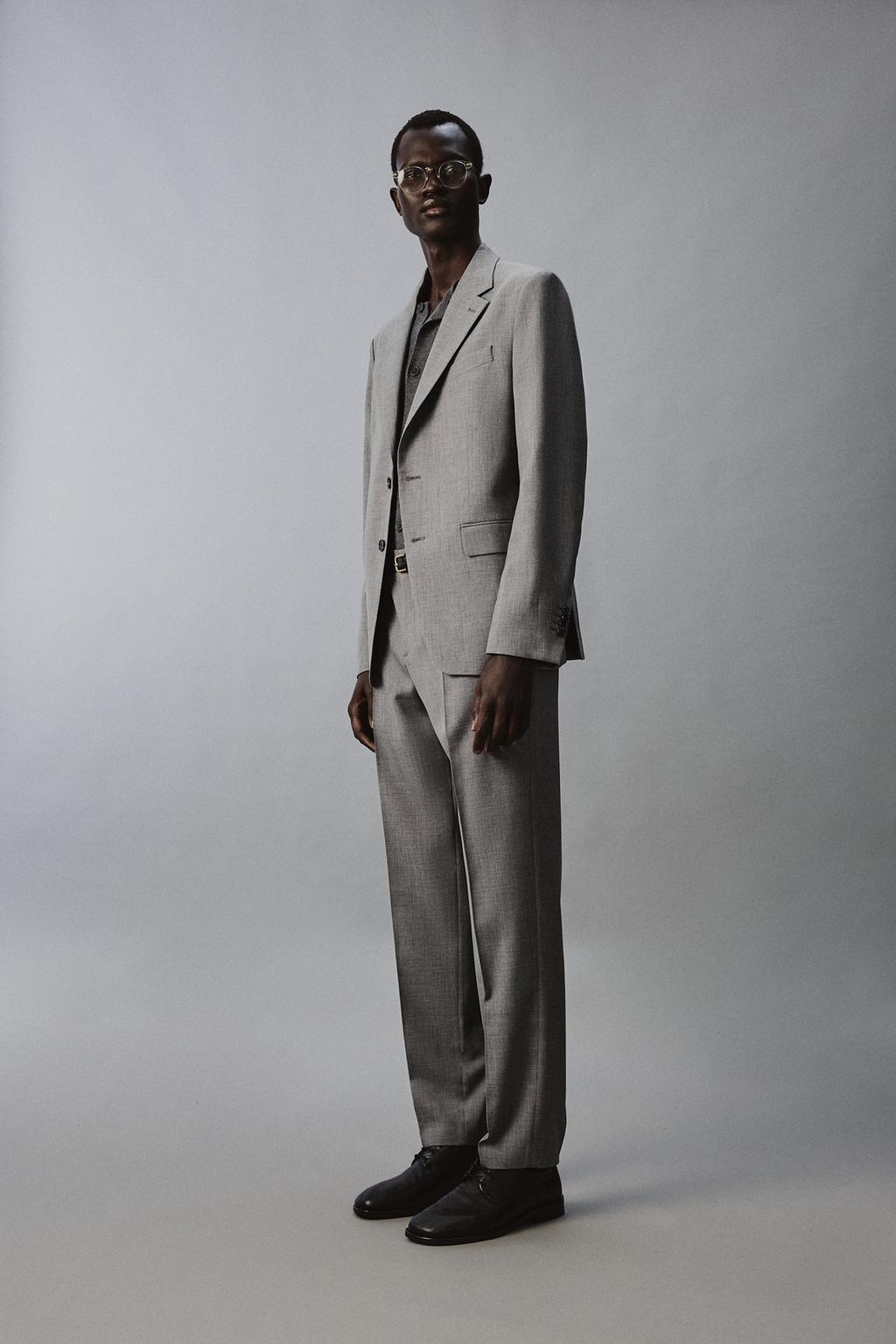 КОСТЮМНЫЕ БРЮКИ SLIM FIT ИЗ РЕЛЬЕФНОЙ ТКАНИ