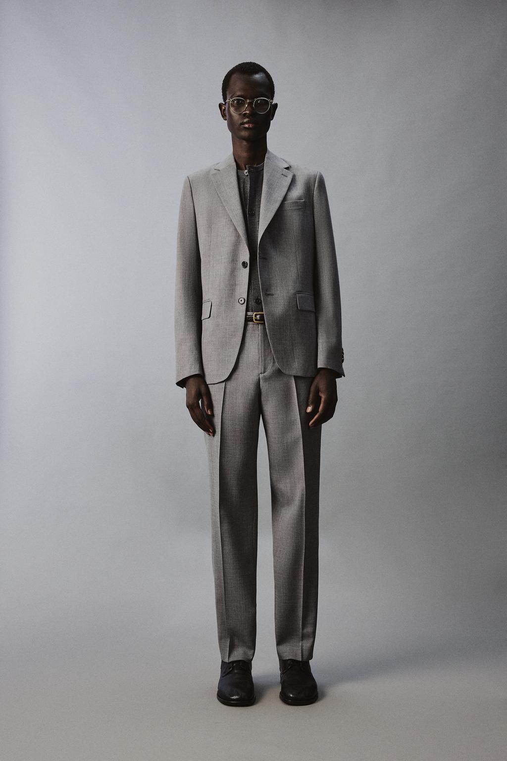 КОСТЮМНЫЕ БРЮКИ SLIM FIT ИЗ РЕЛЬЕФНОЙ ТКАНИ