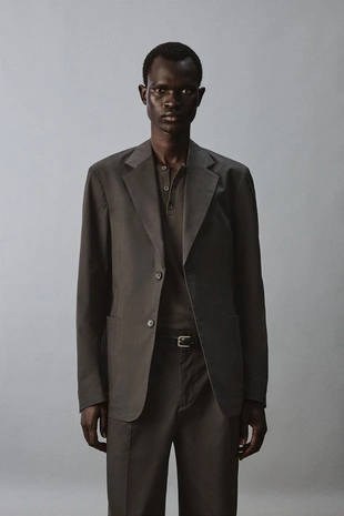 Костюмный блейзер Relaxed Fit из смеси хлопка- Заказать в России