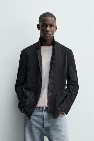 Блейзер Regular Fit из замши- Заказать в России