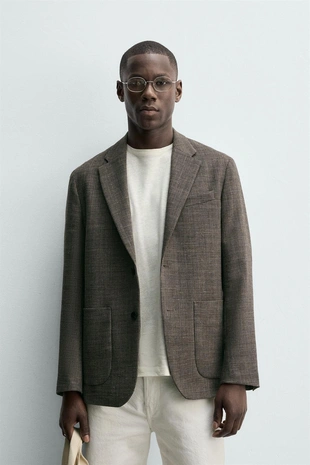 Блейзер классического кроя с узором «гусиная лапка»- Заказать в России