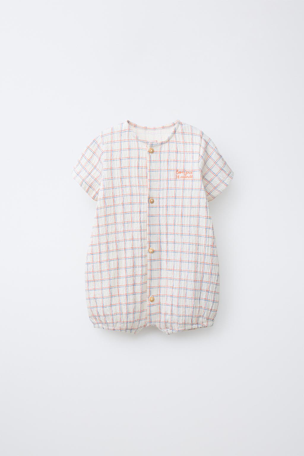 КОМБИНЕЗОН В КЛЕТКУ С ВЫШИВКОЙ