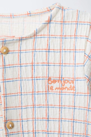 White | 1165/577/250 - Zara Комбинезон в клетку с вышивкой