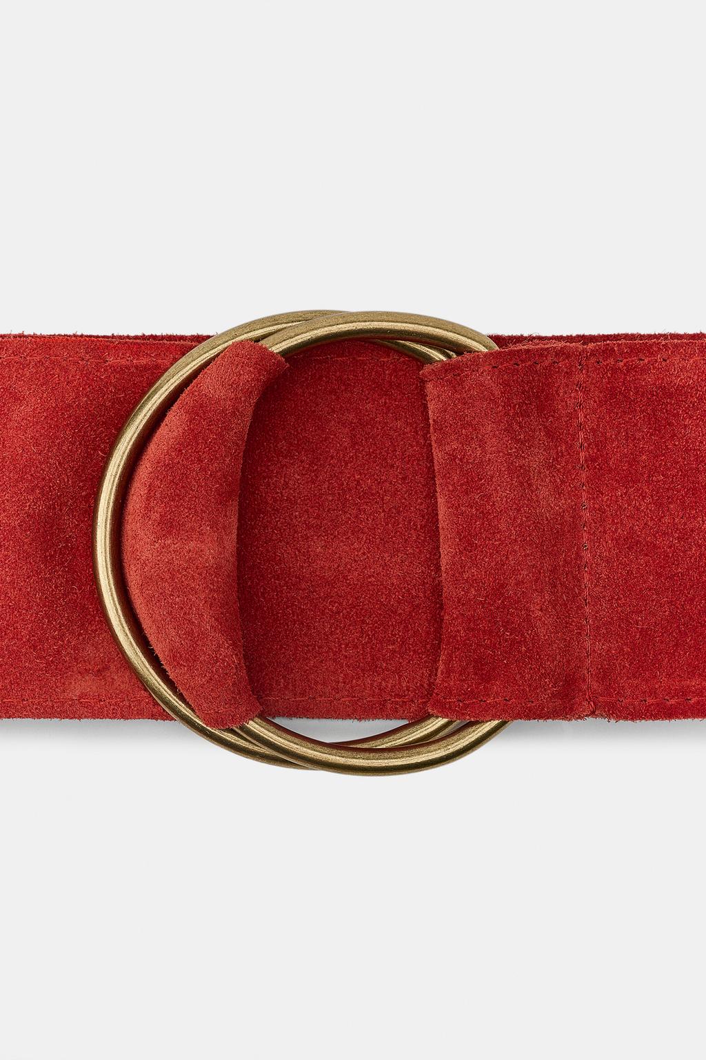 РЕМЕНЬ ИЗ 100% ЗАМШИ С КРУГЛОЙ ПРЯЖКОЙ