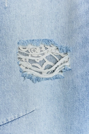 Джинсы Z1975 Baggy с разрезами и кружевом- Заказать в России