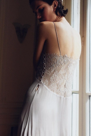 Длинное платье из 100% вискозы с кружевом- Заказать в России