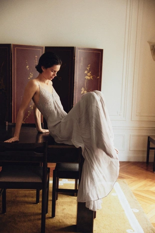 Длинное платье из 100% вискозы с кружевом- Заказать в России