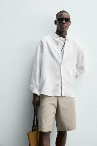 Рубашка из 100% льна- Заказать в России