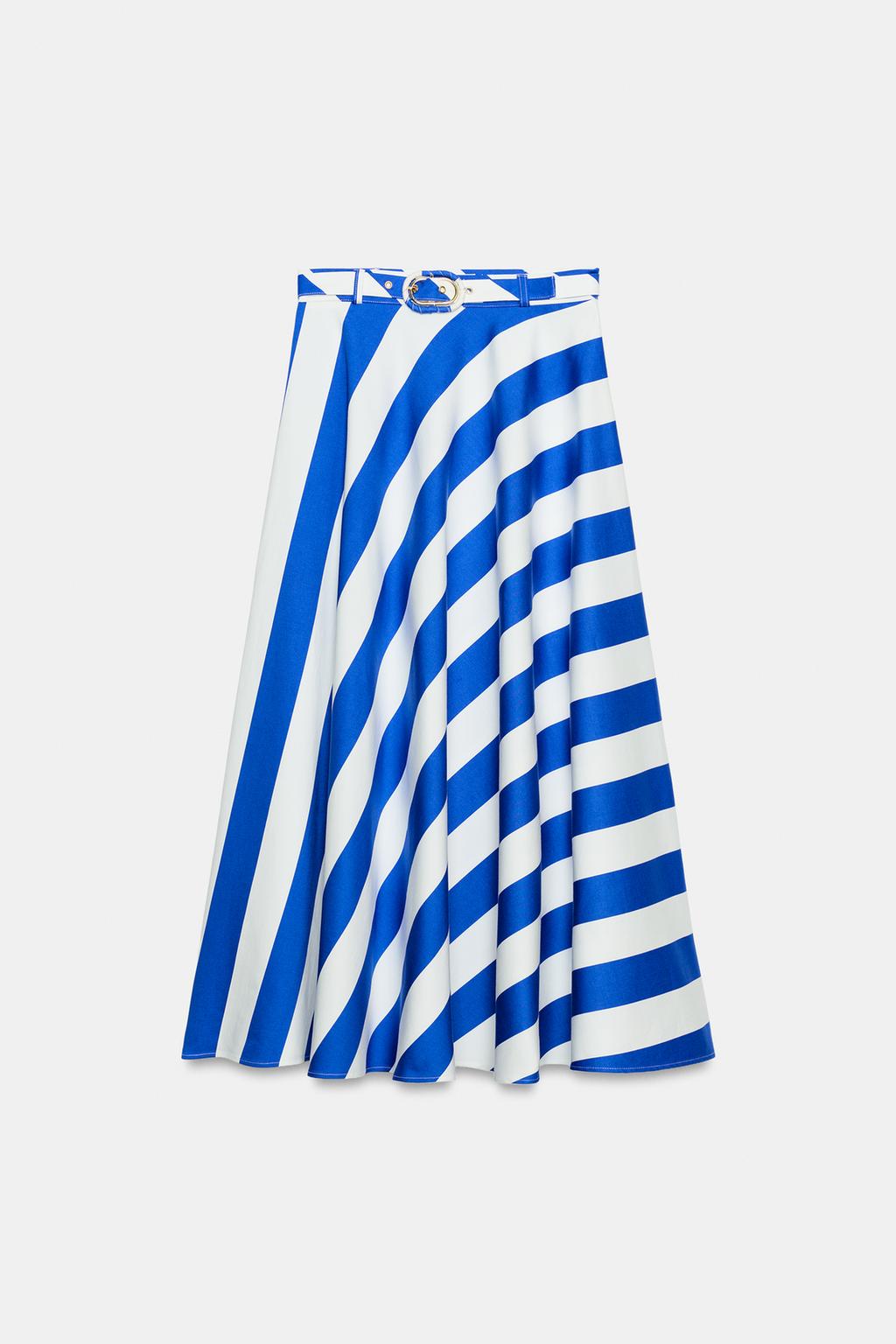 ЮБКА МИДИ В ПОЛОСКУ С РЕМНЕМ