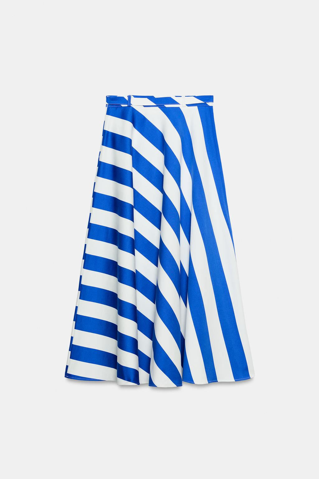 ЮБКА МИДИ В ПОЛОСКУ С РЕМНЕМ