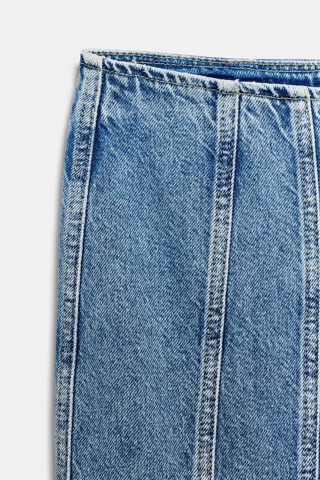 ДЖИНСОВАЯ ЮБКА МИДИ Z1975 С ОТСТРОЧКОЙ