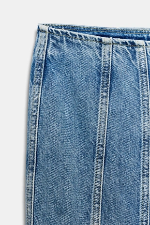 Джинсовая юбка миди Z1975 с отстрочкой- Заказать в России