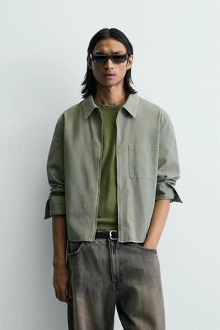 Укороченная куртка-рубашка на молнии- Заказать в России