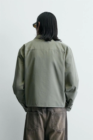 Укороченная куртка-рубашка на молнии- Заказать в России